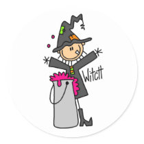 Halloween Witch Stick Figure Sticker