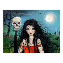 Halloween Witch Vampire Postcard