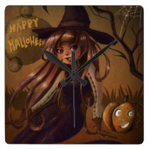 Halloween Witch wall clocks