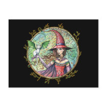 Halloween Witch White Cat Postcard by robmolily Halloween Witch White Cat Postcard