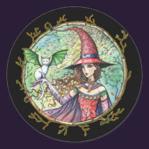 Halloween Witch White Cat Stickers stickers