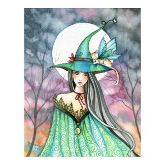 Halloween Witch Winged Cat Poster print