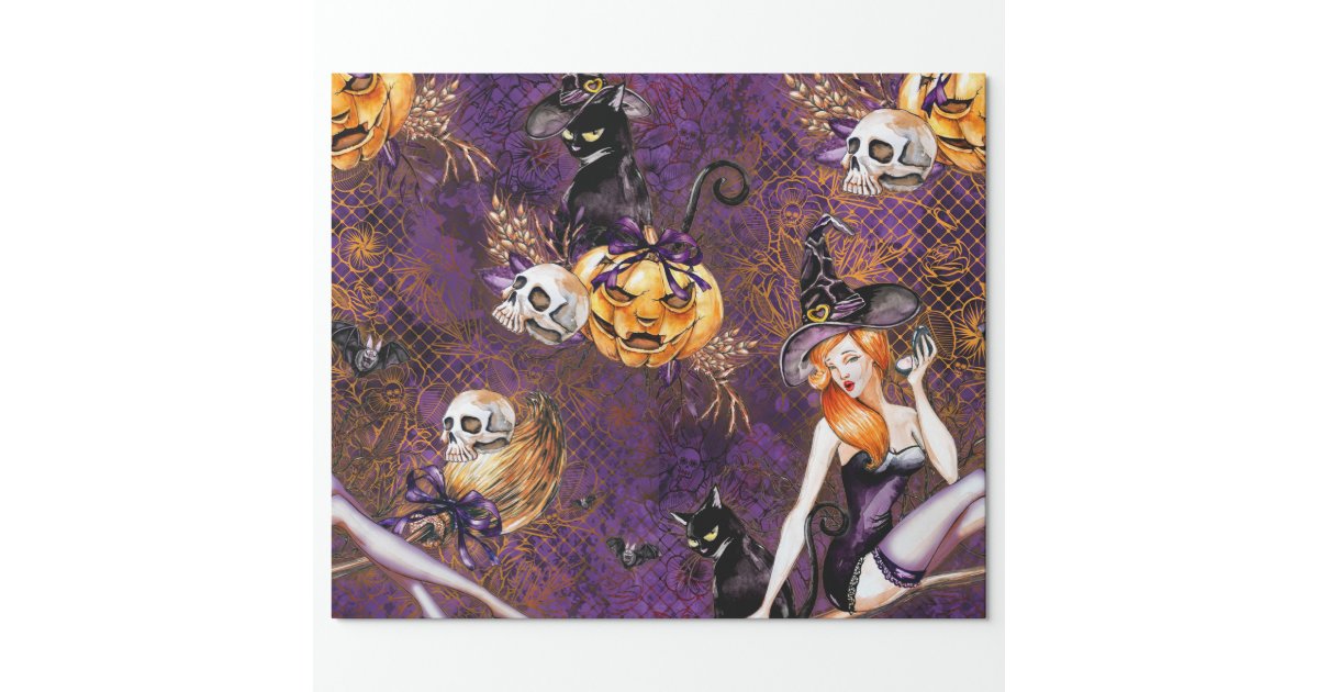 Halloween Witch Wrapping Paper Zazzle 