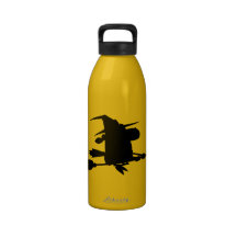 Halloween Witch; yellow Reusable Water Bottles