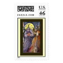 Halloween witchs postage stamps