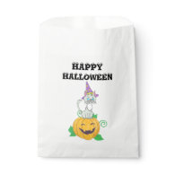 Halloween Wizard Cat on Pumpkin Favor Bags