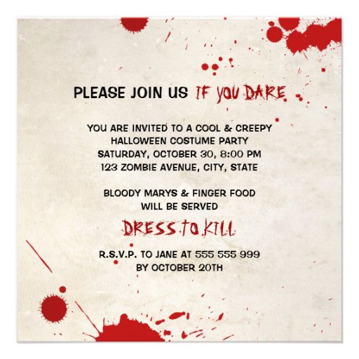 Halloween Zombie Bloodstained Vampire Party Personalized Invitations