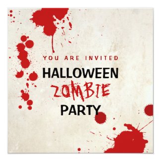 Halloween Zombie Bloodstained Vampire Party 5.25x5.25 Square Paper Invitation Card