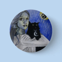 Hallow's Eve Witch Cat Button buttons