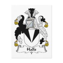 Halls Family Crest postcards by coatsofarms Halls Family Crest postcards