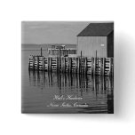 Hall's Harbour Wharf (B&W) Button