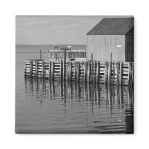 Hall's Harbour Wharf (B&W) Magnet