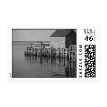 Hall's Harbour Wharf (B&W) Postage Stamp