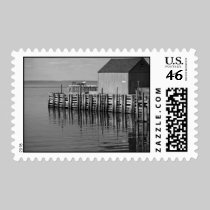 Hall's Harbour Wharf (B&W) Postage Stamp stamps