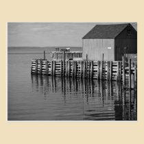 Hall's Harbour Wharf (B&W) Postcard postcards