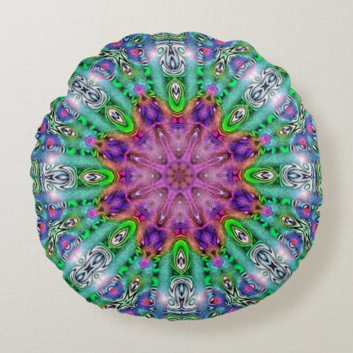 Hallucinogen Solstice Mandala Round Pillow