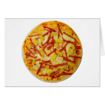 Ham and pineapple pizza greeting card