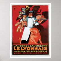 Ham Le Lyonnais French Food Vintage Ad Art Print