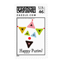 Hamantaschen Clown Purim Postage Stamp