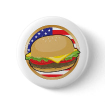 Hamburger American Flag Pinback Buttons