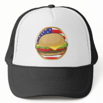 Hamburger American Flag Mesh Hat