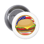 Hamburger American Flag Pinback Buttons