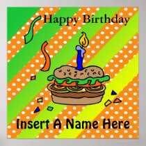 Hamburger Birthday Poster posters