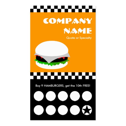 hamburger checkers punchcard business card templates (front side)
