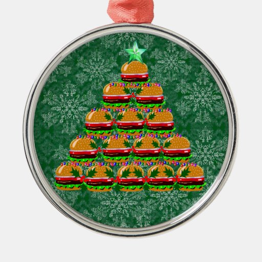hamburger christmas tree metal ornament zazzle hamburger christmas tree metal ornament zazzle