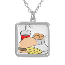 Hamburger, Fries, Chicken Nuggets and Soda Necklace