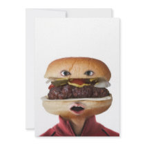 Hamburger Head Man over white Invitations