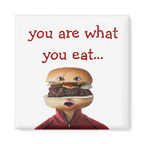 Hamburger Head Man over white Fridge Magnet