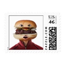 Hamburger Head Man over white Stamp