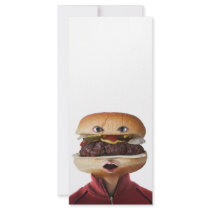 Hamburger Head Man over white Rack Card Design