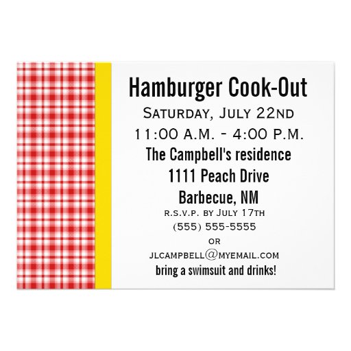 Hamburger, Let's Eat! Invitation