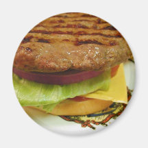Hamburger Meat Patty Patties Lettuce Tomatoes Buns Refrigerator Magnet
