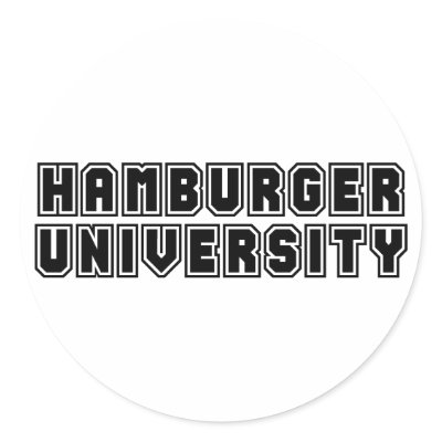 Hamburger University Round Sticker by dustin1175