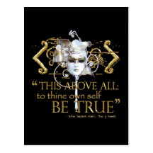 Hamlet "own self be true" Quote (Gold Version) Postcard