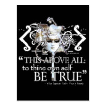 Hamlet "... own self be true ..." Quote Post Card
