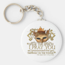 Hamlet "speak the speech ..." Quote (Gold Version) Key Chain