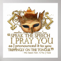 Hamlet "speak the speech ..." Quote (Gold Version) Posters