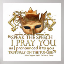 Hamlet "speak the speech ..." Quote (Gold Version) Posters