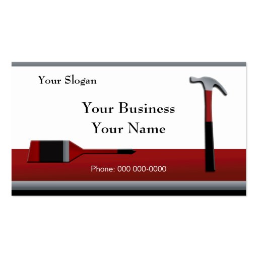 Hammer and paintbrush Business Card Template 2 (front side)