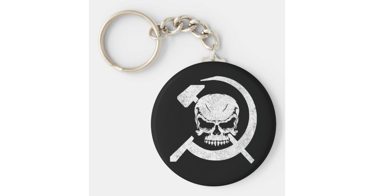 Hammer and Sickle with Skull Keychain Zazzle