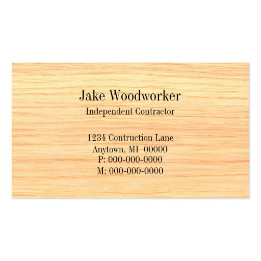 Hammer Construction Business Card (back side)