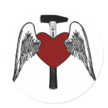 Hammer Heart Round Stickers