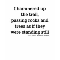 Hammered up the trail passing rocks and trees t-shirts