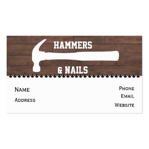 Hammers and Nails Construction Business Cards (front side)