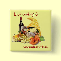 Hamper with vine, Love cookong buttons