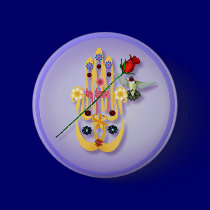 Hamsa and Flowers  Buttons